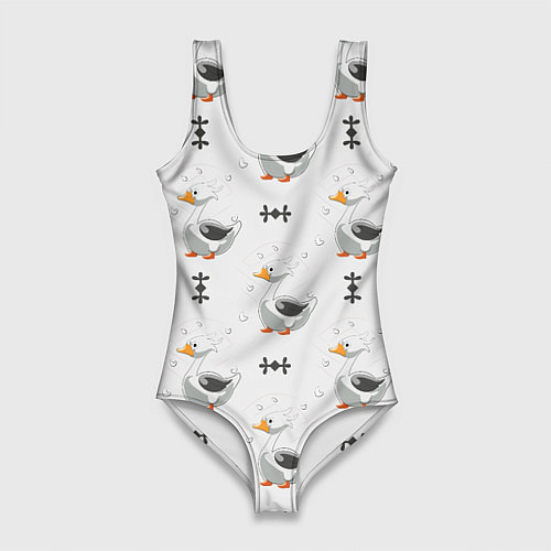 Женский купальник-боди Гусь и фигуры / 3D-принт – фото 1