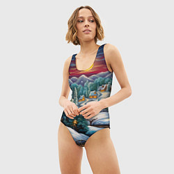 Купальник-боди 3D женский Загадочный Новый год, цвет: 3D-принт — фото 2