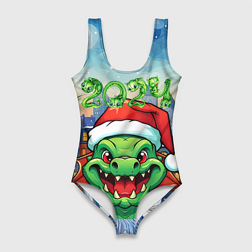 Женский купальник-боди Дракон зимние забавы / 3D-принт – фото 1