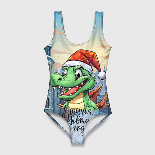 Женский купальник-боди Дракошка зеленка / 3D-принт – фото 1