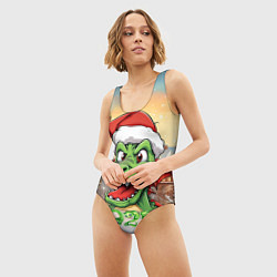 Купальник-боди 3D женский Зеленый летун, цвет: 3D-принт — фото 2