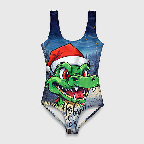 Женский купальник-боди Милый зеленый дракончик 2024 / 3D-принт – фото 1