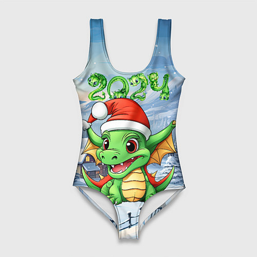 Женский купальник-боди Милый зеленый дракончик 2024 / 3D-принт – фото 1