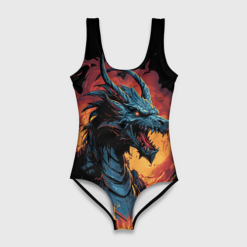 Женский купальник-боди Дракон праздничных снегов 2024 / 3D-принт – фото 1
