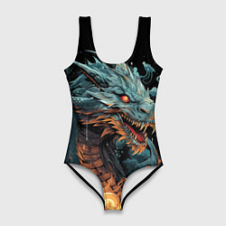 Купальник-боди 3D женский Дракон ледяных замков 2024, цвет: 3D-принт