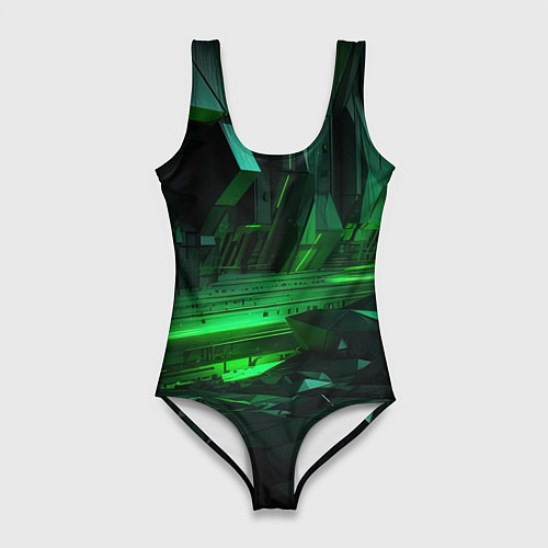 Женский купальник-боди Глубина зеленого абстракта / 3D-принт – фото 1