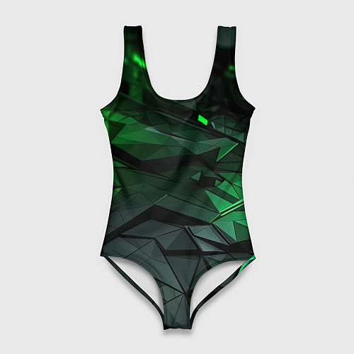 Женский купальник-боди Мир абстрактной зелени / 3D-принт – фото 1