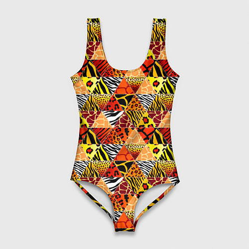 Женский купальник-боди Лоскутные треугольники / 3D-принт – фото 1