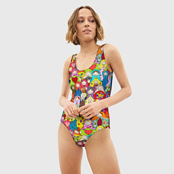 Купальник-боди 3D женский Веселые русские матрешки, цвет: 3D-принт — фото 2