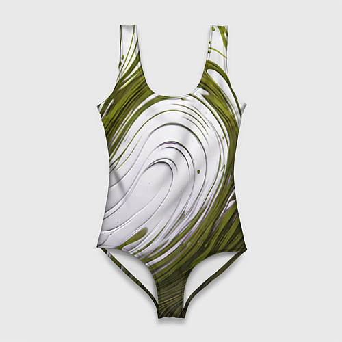 Женский купальник-боди Бело-зеленая краска / 3D-принт – фото 1