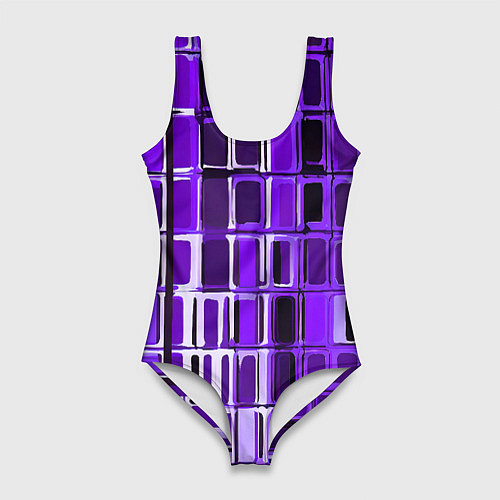Женский купальник-боди Фиолетовые прямоугольники / 3D-принт – фото 1