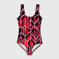 Женский купальник-боди Красный узор