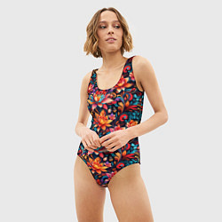 Купальник-боди 3D женский Красивый русский узор, цвет: 3D-принт — фото 2