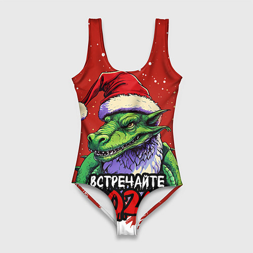 Женский купальник-боди Встречайте 2024 год зеленого дракона / 3D-принт – фото 1