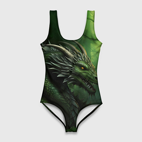 Женский купальник-боди Зеленый дракон символ 2024 / 3D-принт – фото 1