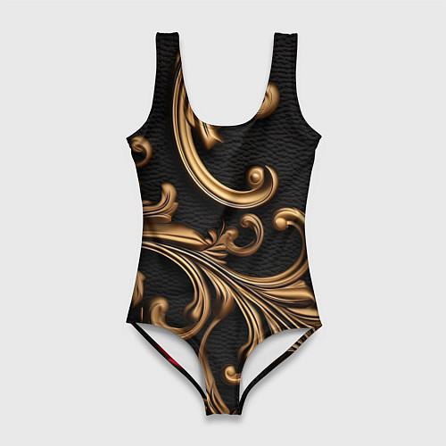 Женский купальник-боди Золотые абстрактные узоры / 3D-принт – фото 1