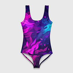 Женский купальник-боди Фиолетовые яркие лепестки