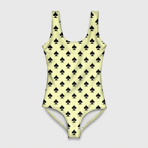 Женский купальник-боди Пиковая масть светло-жёлтый / 3D-принт – фото 1