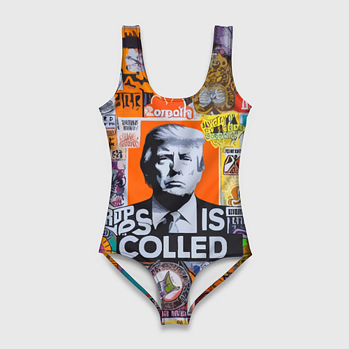 Женский купальник-боди Donald Trump - american сollage / 3D-принт – фото 1