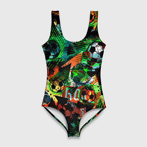Женский купальник-боди Футбол узор / 3D-принт – фото 1