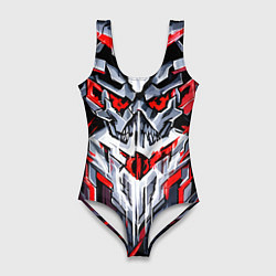 Женский купальник-боди Улыбающийся череп красный