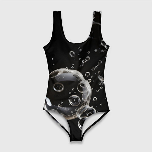 Женский купальник-боди Пузыри на черном / 3D-принт – фото 1