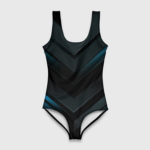 Женский купальник-боди Синее неоновое свечение геометрическая темная абст / 3D-принт – фото 1