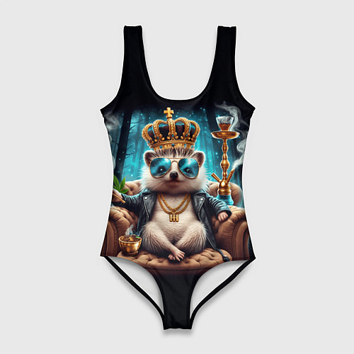 Женский купальник-боди Ёжик в тумане с дымом кальяна / 3D-принт – фото 1