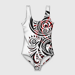 Купальник-боди 3D женский Трайбл тату узоры, цвет: 3D-принт