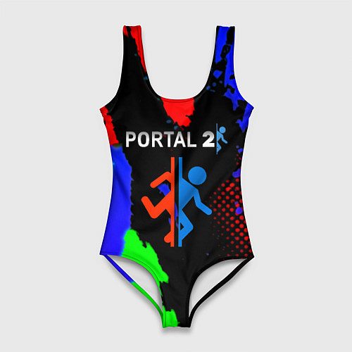 Женский купальник-боди Portal 2 краски сочные текстура / 3D-принт – фото 1
