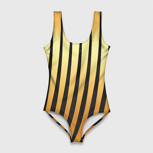 Женский купальник-боди Золотой тигровый / 3D-принт – фото 1