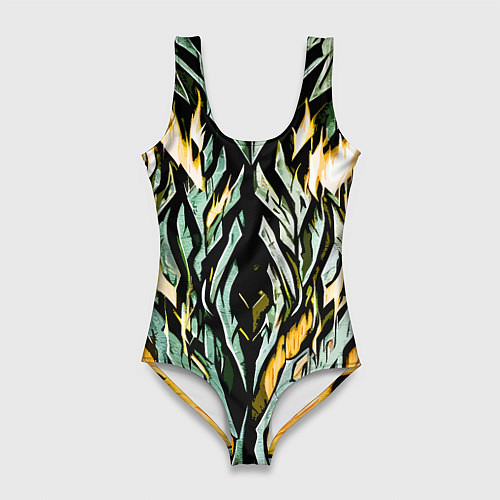 Женский купальник-боди Камень и жёлтый огонь / 3D-принт – фото 1