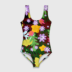 Женский купальник-боди Гавайская цветочная расцветка