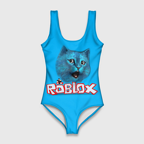 Женский купальник-боди Roblox синий кот / 3D-принт – фото 1
