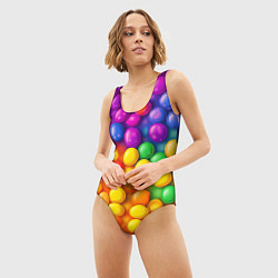 Купальник-боди 3D женский Разноцветные шарики, цвет: 3D-принт — фото 2