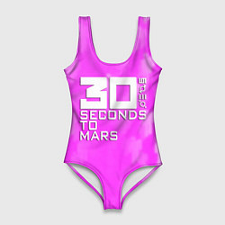 Купальник-боди 3D женский 30 seconds to mars pink, цвет: 3D-принт