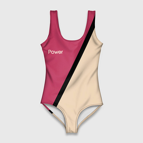Женский купальник-боди Power бежево-розовый / 3D-принт – фото 1