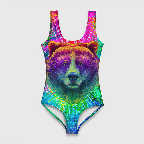 Женский купальник-боди Цветной медведь / 3D-принт – фото 1