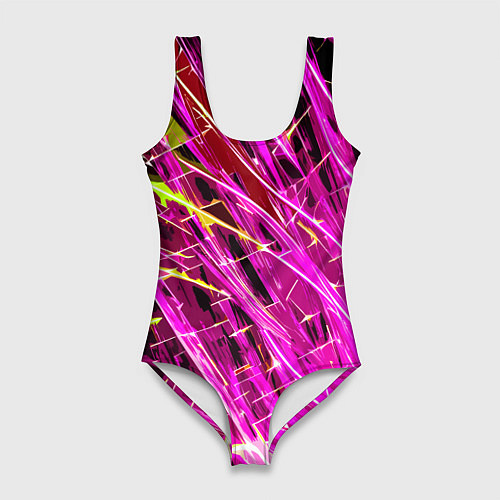 Женский купальник-боди Розовые энергетические линии / 3D-принт – фото 1
