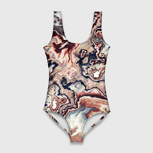 Женский купальник-боди Разноцветный мраморный узор / 3D-принт – фото 1