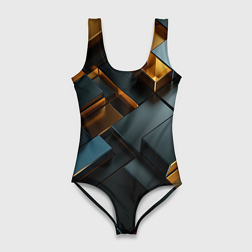 Женский купальник-боди Черные и золотые слитки / 3D-принт – фото 1