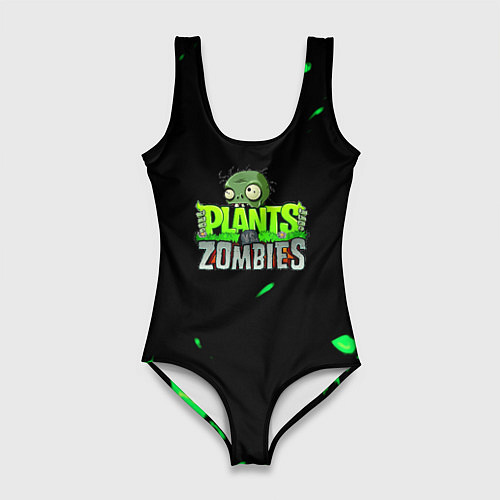 Женский купальник-боди Plants vs Zombies зелёная текстура / 3D-принт – фото 1