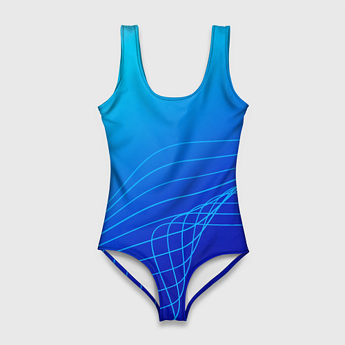 Женский купальник-боди Синий градиент полосы / 3D-принт – фото 1
