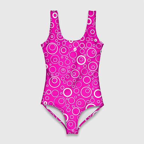 Женский купальник-боди Бело-розовый паттерн пузырьки / 3D-принт – фото 1