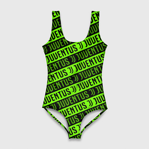 Женский купальник-боди Juventus green pattern sport / 3D-принт – фото 1