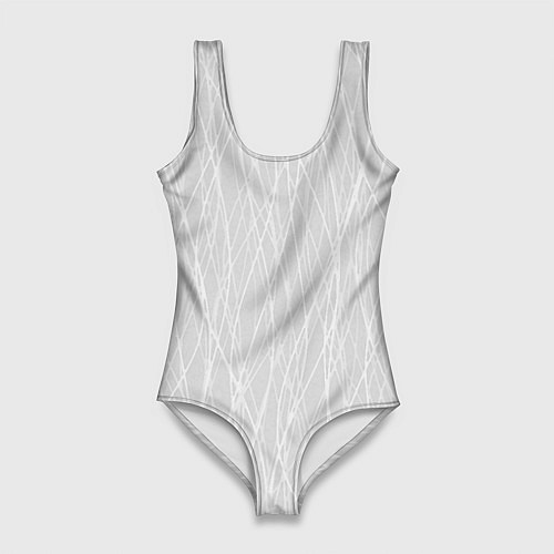 Женский купальник-боди Светлый серый волнистые линии / 3D-принт – фото 1