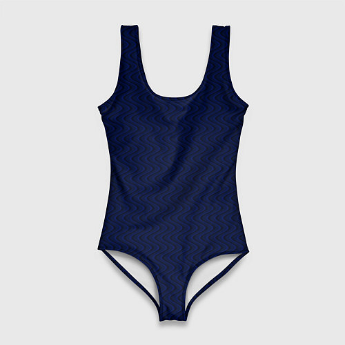 Женский купальник-боди Тёмно-синий волнистые линии / 3D-принт – фото 1