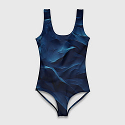 Купальник-боди 3D женский Синие глубокие абстрактные волны, цвет: 3D-принт