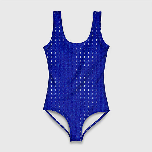 Женский купальник-боди Ультрамарин мелкие полосочки / 3D-принт – фото 1