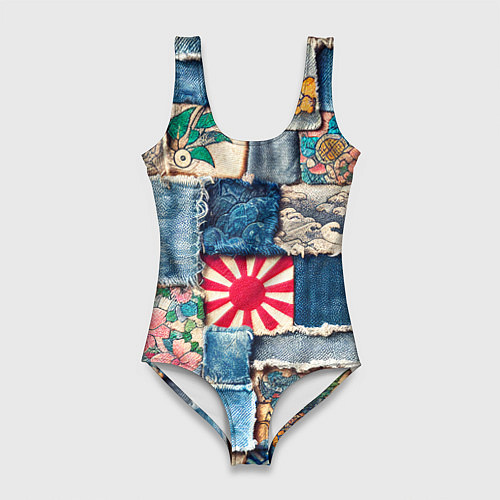 Женский купальник-боди Японское художество пэчворк / 3D-принт – фото 1